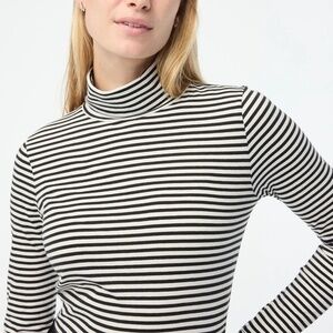 J.Crew Tissue Turtleneck Black White Stripe Smal